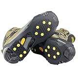YUEDGE 10 Steel Studs Ice And Snow Antiskid Crampons Ice cleats Ice grippers traction Cleats(Yellow L)