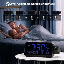 Projection Alarm Clock for Bedroom with