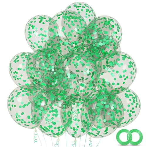 Green Confetti Latex Balloons
