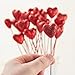 Group of 24 Red Glitter Foam Heart Picks for Decorating, Valentines, and Events