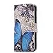 S6 Active Case, Galaxy S6 Active Case, Cellularvilla [Stand Feature] [Slim Fit] Wallet Case, Premium Pu Leather Flip Cover [Card Slots] [Wristlet] for Samsung Galaxy S6 Active G890 (Blue Butterfly)