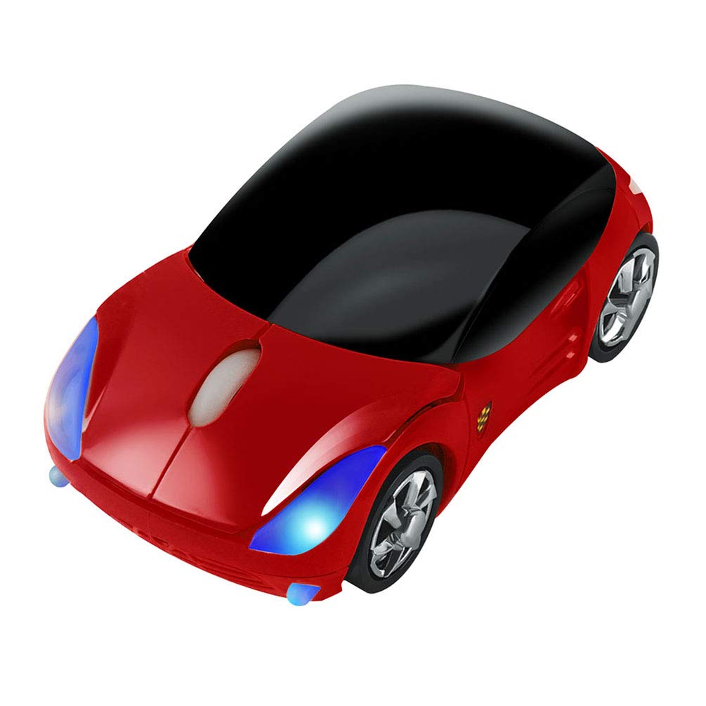 Cool Sports Car Shape Mouse 2.4GHz Wireless Car Mouse Ultra Small Optical Office Mice for PC Computer Laptop Perfect Present for Kids (Red)