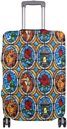 Beauty And Beast Fairytale Glass Travel Luggage Cover Suitcase Protector Fits 28-32 Inch Luggage