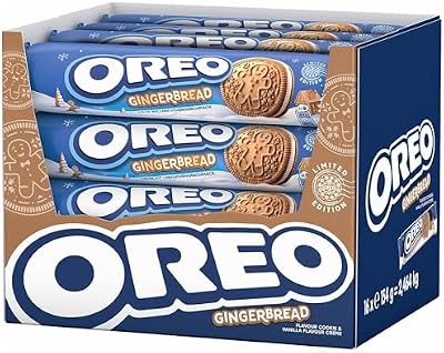 Gingerbread, Galletas de Jengibre y Canela Rellenas de Crema de Vainilla, Edición Navidad- Pack de 16, 154 g
