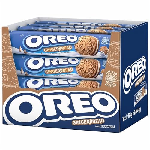 Gingerbread, Galletas de Jengibre y Canela Rellenas de Crema de Vainilla, Edición Navidad- Pack de 16, 154 g