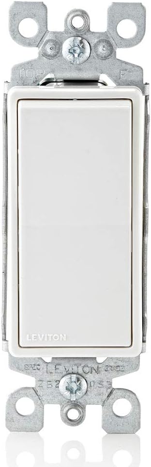 Leviton 5601-2W 15 Amp, 120/277 Volt, Decora Rocker Single-Pole AC Quiet Switch, Residential Grade, Grounding, White - Wall Light Switches - 