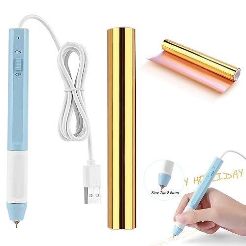 Hot Foil Roll Hot Heated Foil Pens Set,Foil Quill Starter USB Heat Foil  Pen for Scrapbooking Tool Kits Gold Hot Foil Roll for Card Making Craft