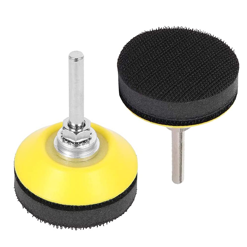 Bestgle 2pcs 2 Inch (50mm) Hook and Loop Sanding Pad Buffing Grinding Wheel Pads for Sanding Discs with 1/4 inch Shank Drill Attachment