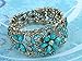 Alilang Vintage Inspired Flower Dragonfly Blue Bangle Cuff Bracelet