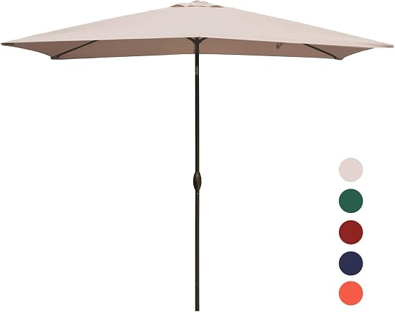 Kingyes 6 6 By 9 8 Feet Rectangular Patio Umbrella Outdoor Market Table Umbrella Beige Amazon Co Uk Garden Outdoors