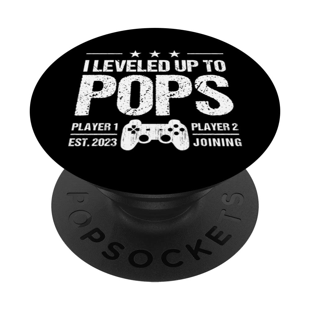 I Leveled Up To Pops Est 2023 - Funny New Dad Gamer Vintage PopSockets Swappable PopGrip