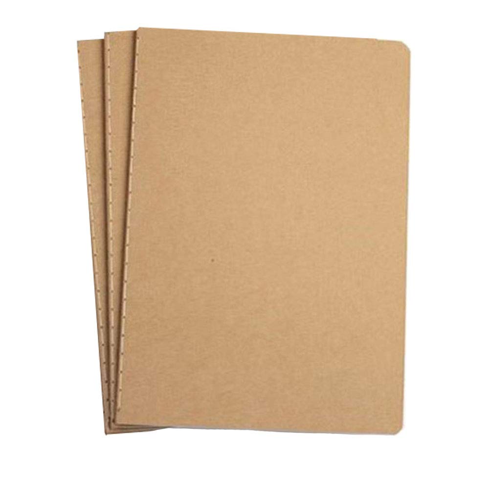 TSKDKIT 3 Pcs A4 Sketch Notebooks Blank Sketch Books Brown Kraft Cover Starter Sketchbook 80GSM Paper Sketch Pad for Travelers Journal
