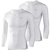 Men's Compression Shirts Long Sleeve Running Athletic Undershirts Workout Baseball Base Layer Fishing Rash Guard Tops 2 Pack