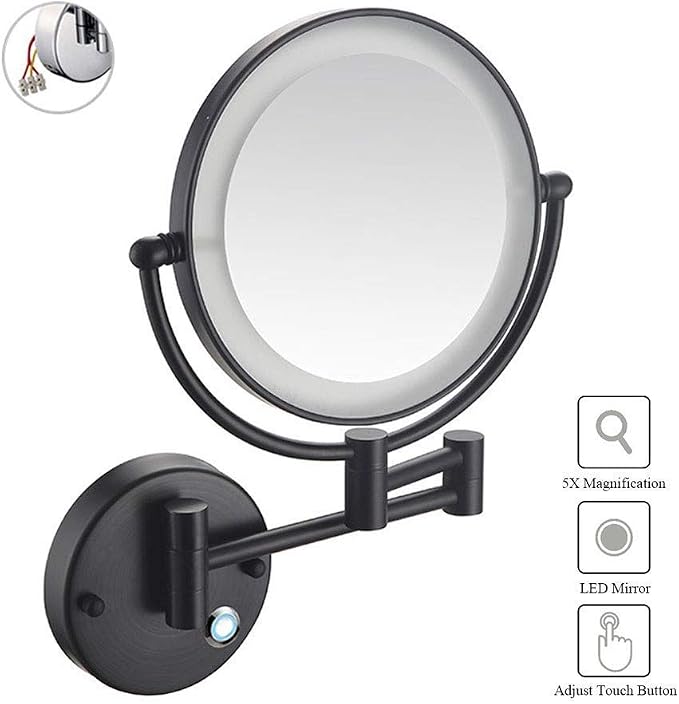 Specchio Da Trucco LED Con Luci Regolabili - Doppia Faccia 1x/10x Ingrandimento - Diametro 20cm - Ideale Per Bagno E Camera - Foto 5
