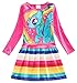 Unicorn Pony Dress Colorful Striped Cartoon Girls Dress (6t, Pink L)