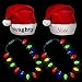 Windy City Novelties Naughty & Nice Santa Hats + 2 Pack Light Up Christmas Bulb Necklace