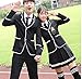 Evalent Japanese Anime Clothes Classic Navy Sailor Suit Short Sleeve Girl Students School Uniforms White (L, Black)