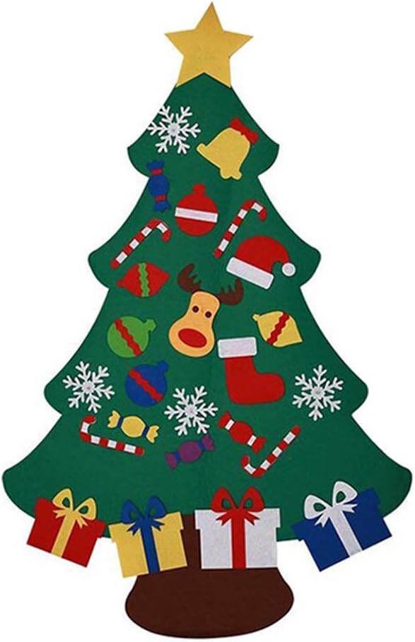 Abracing Christmas Tree, Felt Christmas Tree Green Christmas Tree, DIY Felt Christmas Tree Education Gift, Wall Hanging Decoration for Kids Children, Eco Friendly, Colorful Christmas