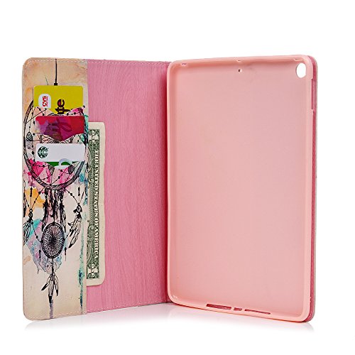 iPad 9.7 Inch Case, Mavis's Diary Colorful Painted Wallet Case PU Leather Shockproof TPU Inner Bumper Flip Cover with Card Slots Cash Pockets Kickstand Cover for iPad 9.7 Inch 2017, Dream Catcher