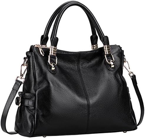 Farinal Genuine Leather Handbags For Women Retro Ladies Crossbody Bags And Satchel Color Black