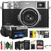 FUJIFILM X100VI Point &amp; Shoot Camera (Silver) (16821822) with Tripod Bundle | For Travel, Everyday Photography &amp; Video | Includes Lens Cap Keeper, 64GB Memory Card, Memory Card Wallet + More