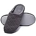 Men's Comfort Quilted Cotton Memory Foam House Slippers Slip On House Shoes (Large / 11-12 D(M) US, Dark Gray)