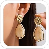 Boho Drop Dangle Earrings for Women Trendy Gold Statement Earring Geometric Irregular Stone Earring Fashion Jewelry Accessories