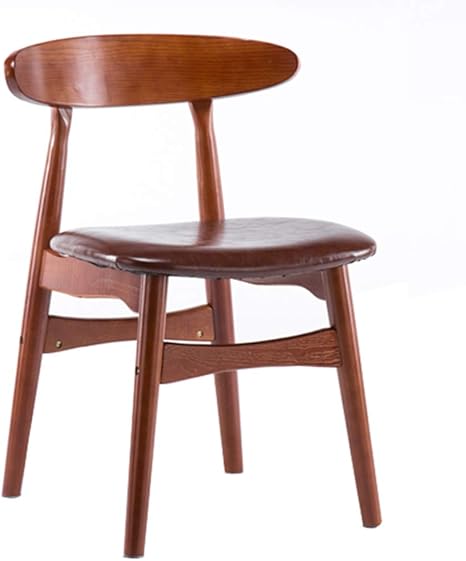 Kitchen Dining Chairs Retro Low Back Chair Red Brown Solid Wood