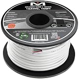 Mediabridge 16AWG 4-Conductor Speaker Wire (100 Feet, White) - 99.9% Oxygen Free Copper - UL Listed CL2 Rated for in-Wall Use (Part# SW-16X4-100-WH)