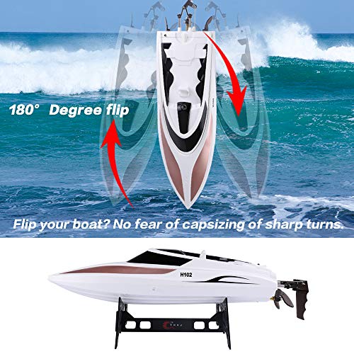 IAMGlobal RC Boat, H102 High Speed Remote Control Boat, 2.4GHz Fast Double Layer Waterproof Cover RC Boat, Radio Controlled Toy, RC Racing Boat with LCD Screen for Outdoor - Thumbnail 2