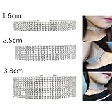 3-12Row Thick Wide Clear Rhinestone Crystal Choker Necklace for Women Set of 3