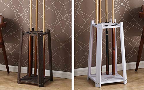 Frjjthchy Floor-Stand Cue Rack Waterproof Wood Billiard Rack Holds 8 Pool Cue Stick (White) - Thumbnail 2