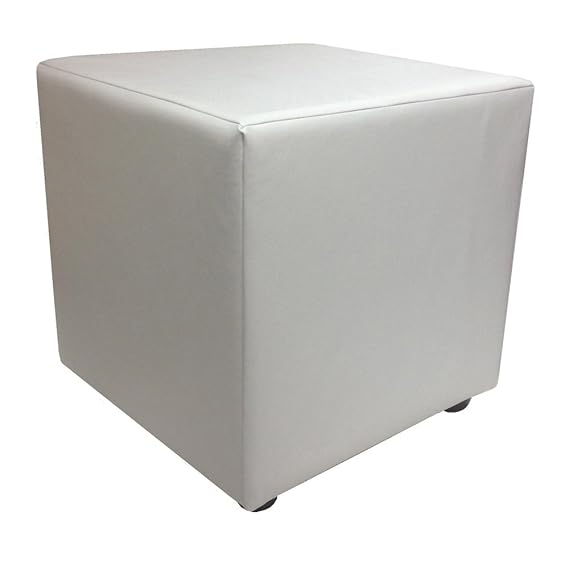 Cubo de piel sintética (40,6 cm de alto), piel sintética, Blanco