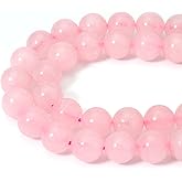Siomia 45pcs 8mm Natural Rose Quartz Gemstone Beads Energy Healing Crystal Round Loose Stone Beads for Jewelry Making, DIY Bracelets Necklaces