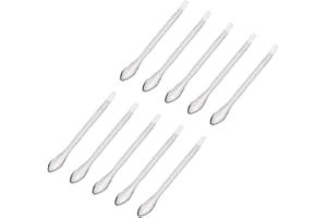 uxcell Micro Scoop 105mm Stainless Steel Reagent Sampling Lab Spoon Spatulas for Laboratory 10Pcs