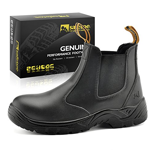 SAFETOE Women Work Boots Steel Toe Shoes- M8025 Black Men Wide Fit Leather Waterproof Slip Resistant Safety Shoes - Thumbnail 7