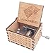 Music Box Play You're My Sunshine,Antique Engraved Wood Gifts for Loved Ones, Hand Crank Wooden Musical Box for Birthday,Christmas,New Year(from Grandson to Grandpa,Brown)