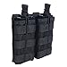 Loglife Tactical Magazine Pouch Holds Holster Double Pistol Mag Pouch Stacker M4/M16 Open Top 1000d with Bungee System (BK)