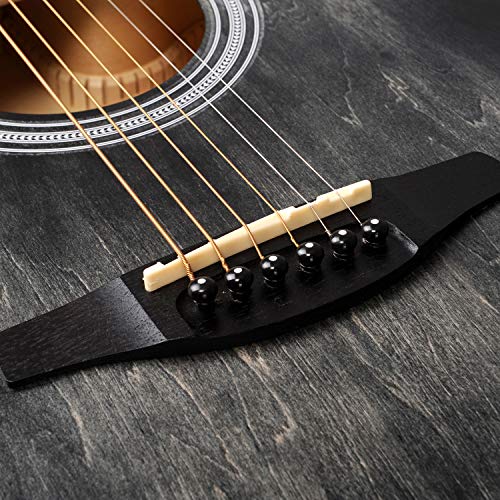 Acoustic Guitar WINZZ 40 Inches Cutaway Guitar Beginner Starter Bundle with Padded Bag, Stand, Tuner, Pickup, Strap, Picks