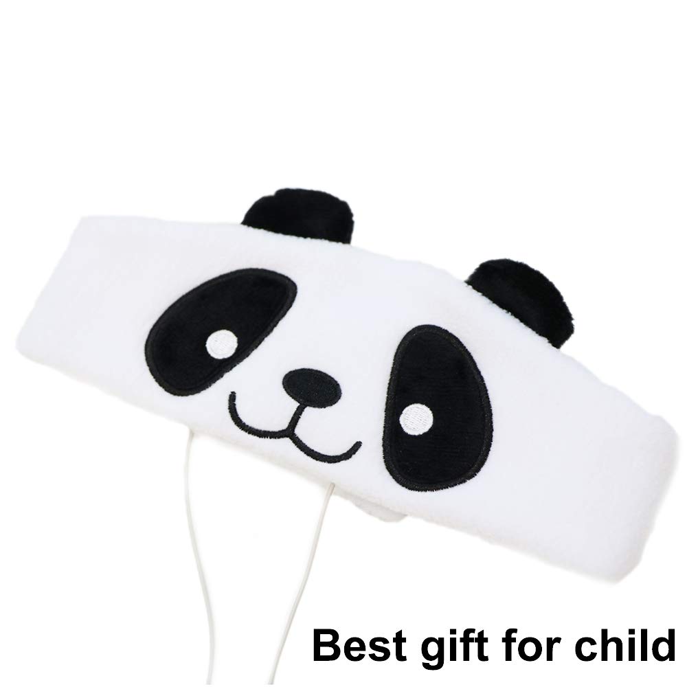 Kids Headphones, Volume Limiting with Ultra Thin Adjustable Speakers Soft Children Fleece Headband Toddler Headphones for Home and Travel - Panda