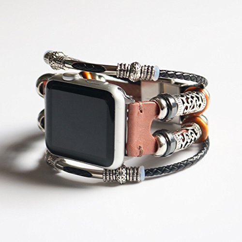 Buyeverything for Apple Watch 40mm Bands - Vintage Braided Classic Leather Bracelets Replacement Band Adjustbable Wristband Straps Accessories for Apple Watch Series 4 40mm Women Men (Rose Gold) - Thumbnail 3