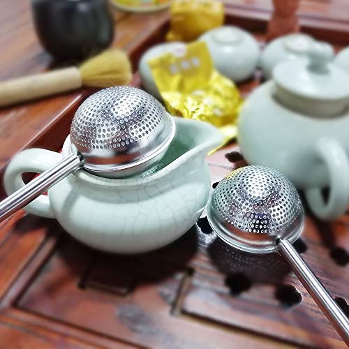Xloey Tea Strainers, Long-Handle Tea Infuser ball (2 Pack) for Loose Leaf Tea, Stainless Steel loose leaf tea infuser