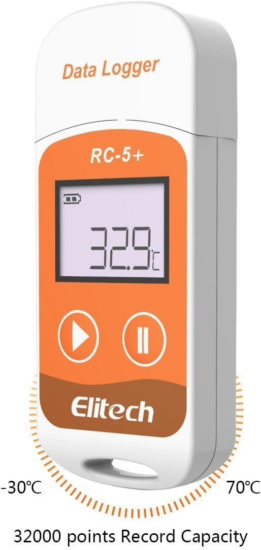 ZJEGO USB Temperature Data Logger Recorder Datalogger LCD Display Screen (RC-5+)