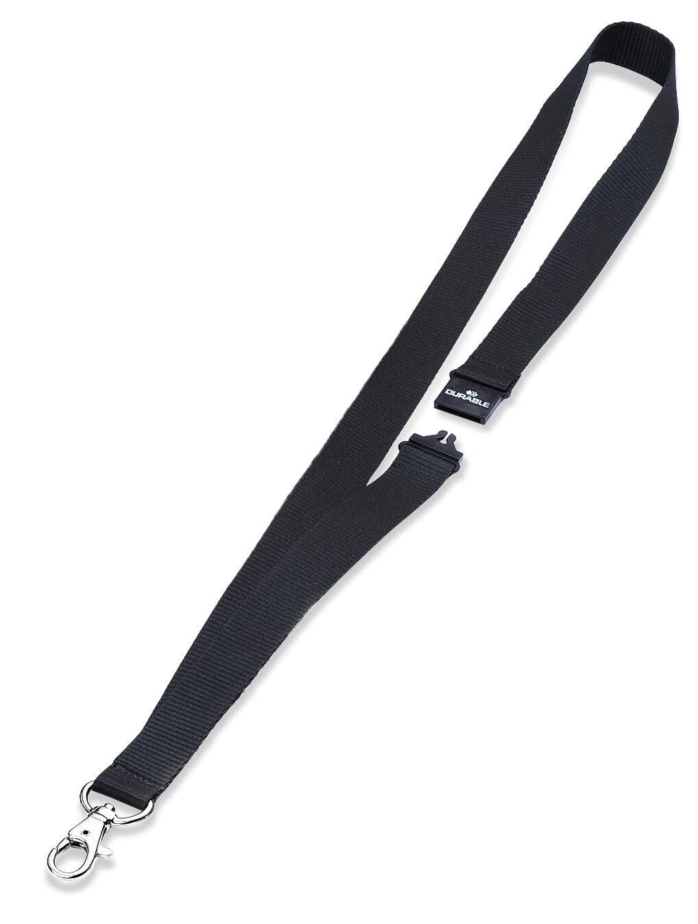 Durable Textile Lanyard ECO with Clip | Made of Bamboo | Ideal for Schools, Offices, Events, etc. | Pack of 10 Black Lanyards