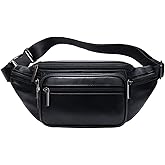 Hebetag Leather Fanny Pack Waist Bag for Men Women Travel Hiking Running Hip Bum Belt Slim Cell Phone Purse Wallet Pouch
