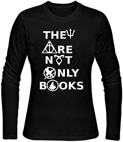 Huntifly Women's They Are Not Only Books Long Sleeve Shirt (Medium,Black)
