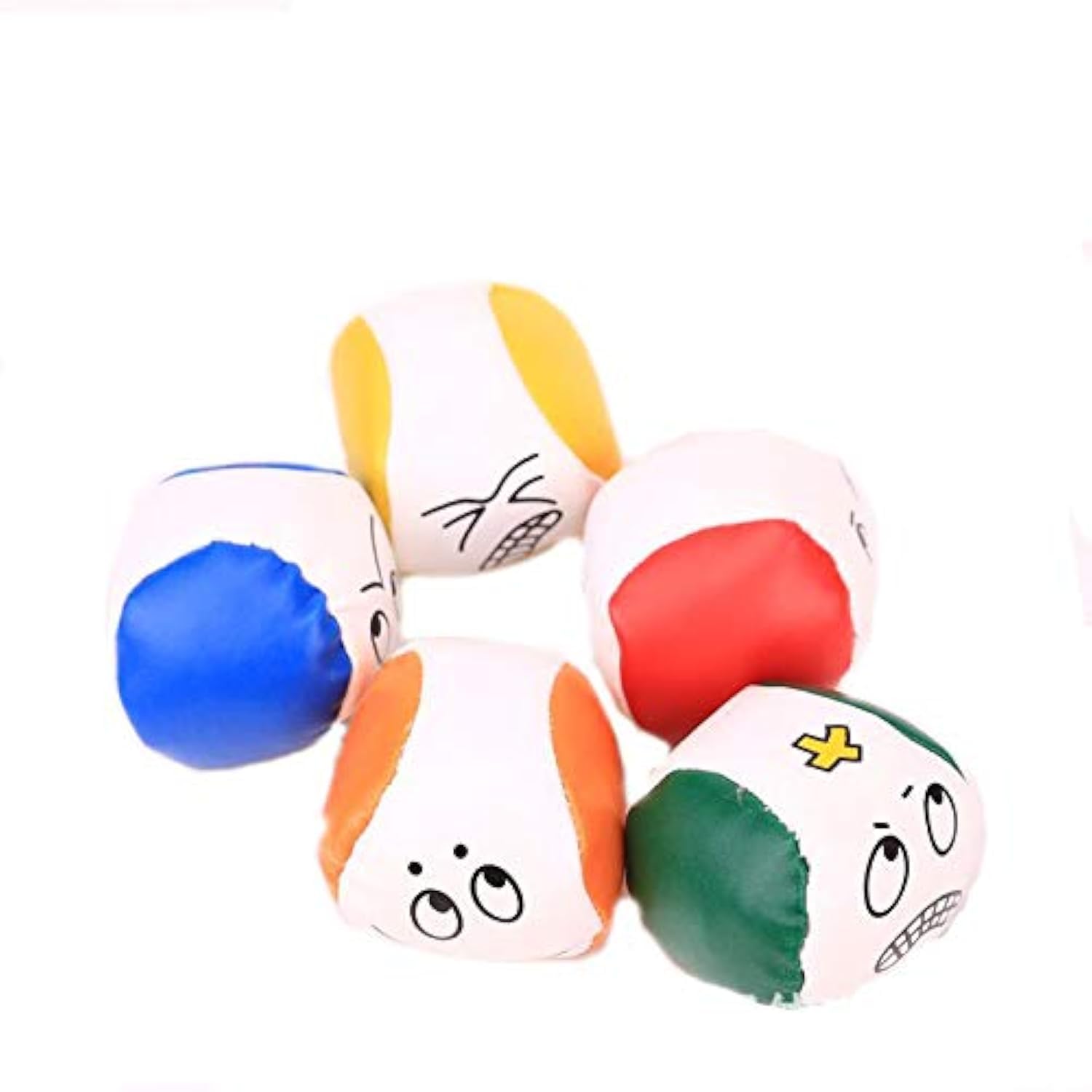 Rmeet Juggling Balls,5 Pack Mini Circus Balls Soft Easy Juggle Balls Beginners PU Leather Juggling Ball for Boys Girls Kids Adults Emoji