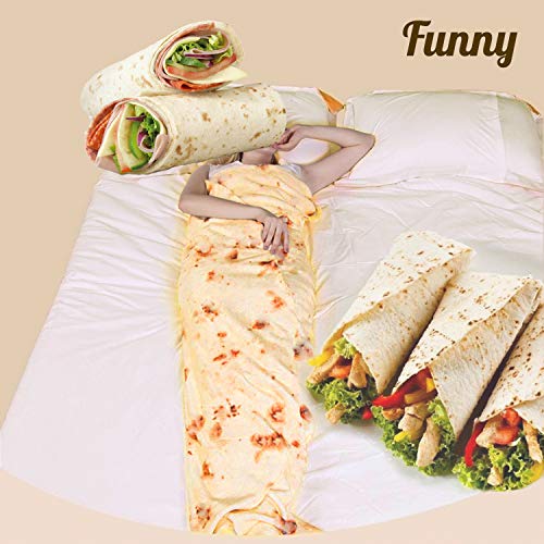 Hayousui Burrito Tortilla Blanket,Tortilla Throw Blankets Giant Burritos Wrap Blanket, Comfort Round Food Blanket for Kids and Adults (60 inches)