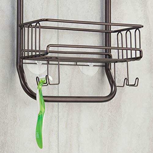 mDesign Modern Metal Wire Bathroom Tub & Shower Caddy, Hanging Storage Organizer Center 2 Wash
