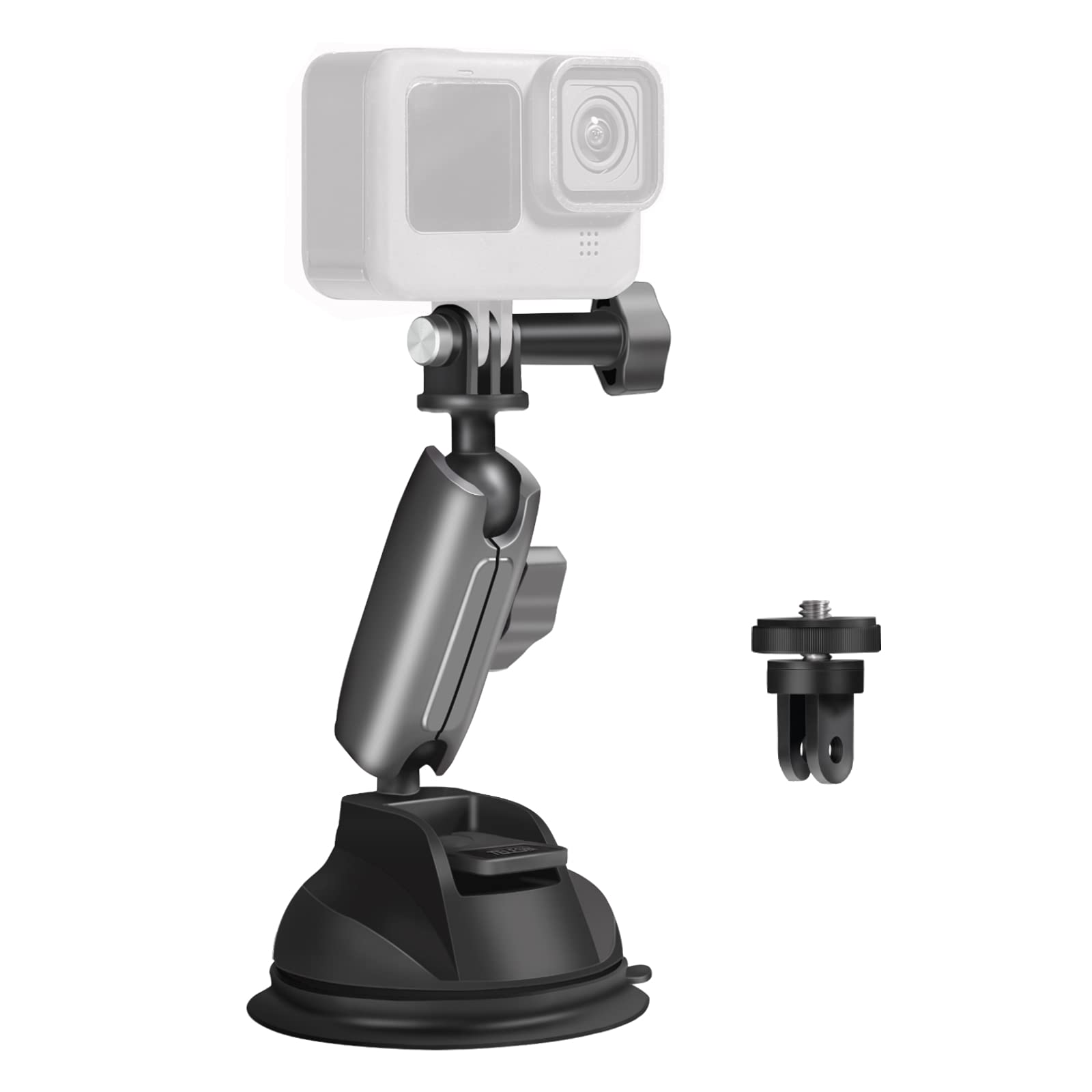 AuyKoo Suction Cup Mount,Compatible Go pro Hero for 13/12/11/10/9/8/7/6/5 and Action Cameras, 360 Degree Rotation Car Windshield Suction Cup Mount